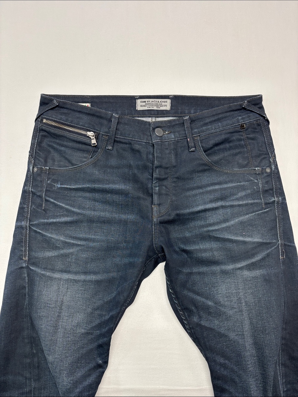 CORE by Jack & Jones Men's Regular Fit Straight Dark Blue Jeans w/Zip Pocket 316 - Picture 5 of 6